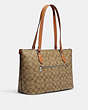 COACH®,GALLERY TOTE IN SIGNATURE CANVAS WITH PATCHES,canvas,Silver/Khaki Multi,Angle View