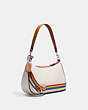 COACH®,TERI SHOULDER BAG WITH PATCHES,Leather,Silver/Chalk Multi,Angle View