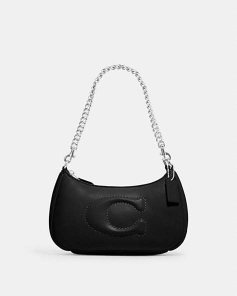COACH®,TERI SHOULDER BAG WITH SIGNATURE QUILTING,Leather,Small,Silver/Black,Front View
