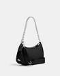 COACH®,TERI SHOULDER BAG WITH SIGNATURE QUILTING,Leather,Small,Silver/Black,Angle View