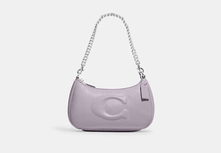 COACH®,TERI SHOULDER BAG WITH SIGNATURE QUILTING,Leather,Small,Silver/Mist,Front View