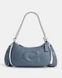 COACH®,TERI SHOULDER BAG WITH SIGNATURE QUILTING,Leather,Small,Silver/Light Mist,Front View