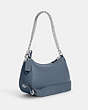 COACH®,TERI SHOULDER BAG WITH SIGNATURE QUILTING,Leather,Small,Silver/Light Mist,Angle View