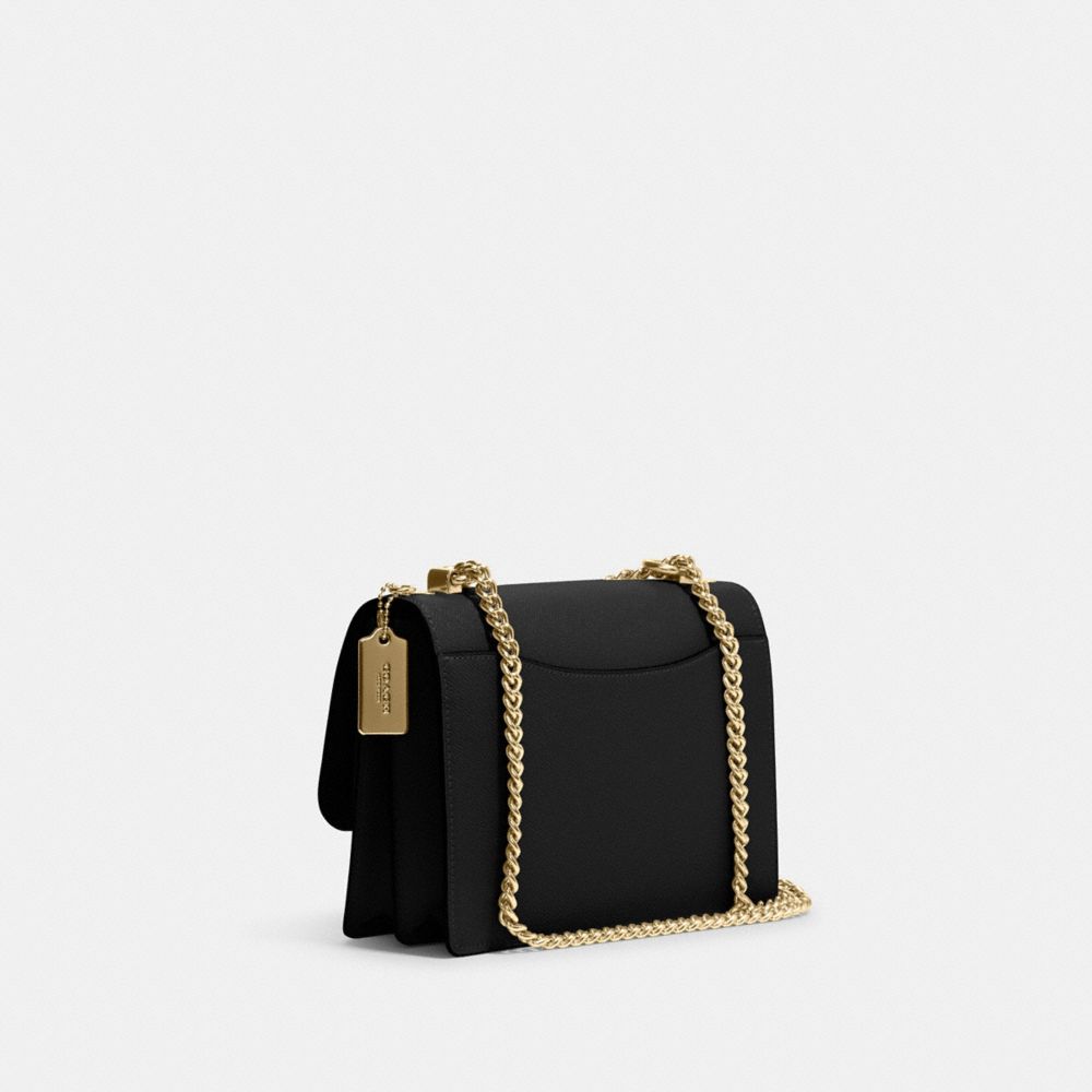 COACH®,Klare Crossbody Bag,Leather,Crossbody,Gusset,Gold Metal,Day Party,Black,Angle View
