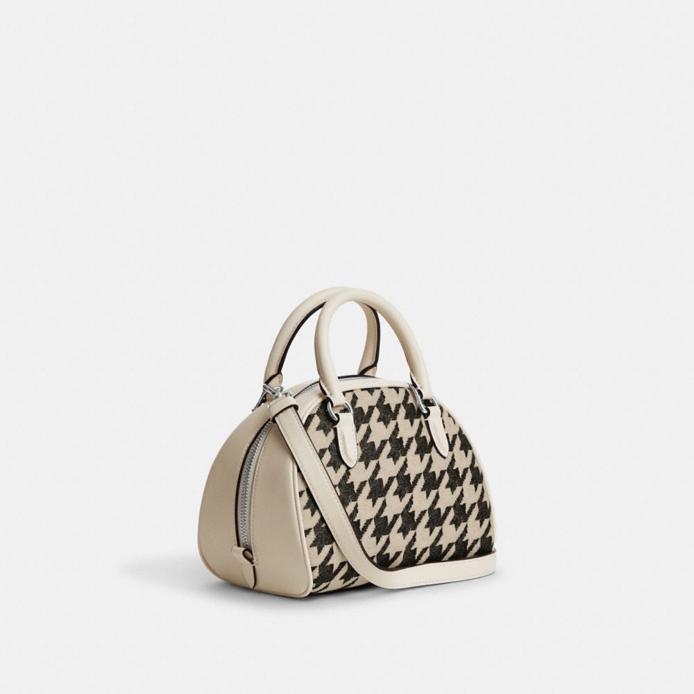 COACH®,Sydney Satchel With Houndstooth Print,,Angle View