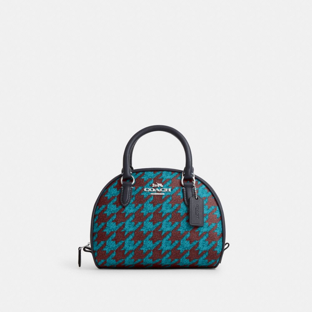 COACH®,Sydney Satchel With Houndstooth Print,,Front View
