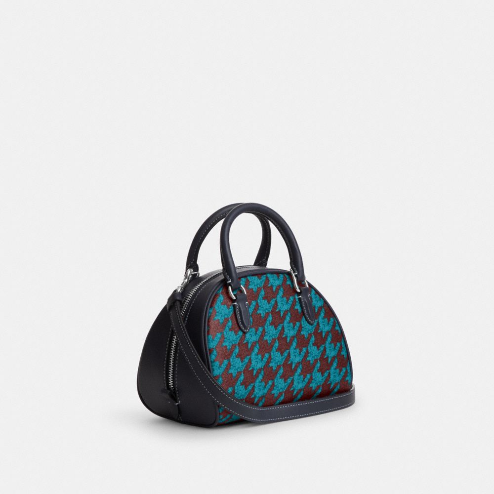 COACH®,Sydney Satchel With Houndstooth Print,,Angle View