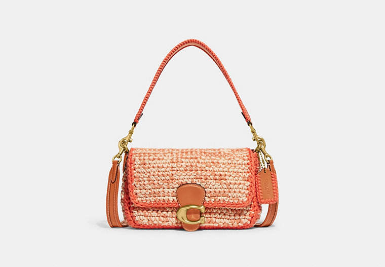 COACH®,SOFT TABBY SHOULDER BAG WITH CROCHET,Small,Brass/Faded Orange Multi,Front View