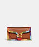 COACH®,TABBY CHAIN CLUTCH WITH RAINBOW CROCHET,Polished Pebble Leather,Mini,Brass/Burnished Amber Multi,Front View
