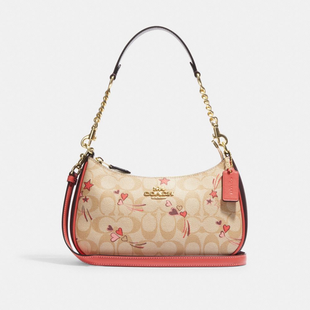 COACH® | Teri Shoulder Bag In Signature Canvas With Heart And Star Print