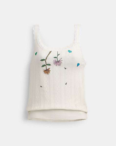 COACH®,COACH X OBSERVED BY US TANK,cotton,Garden,White,Front View