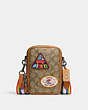 COACH®,STANTON CROSSBODY IN SIGNATURE CANVAS WITH PATCHES,canvas,Gunmetal/Khaki Multi,Front View