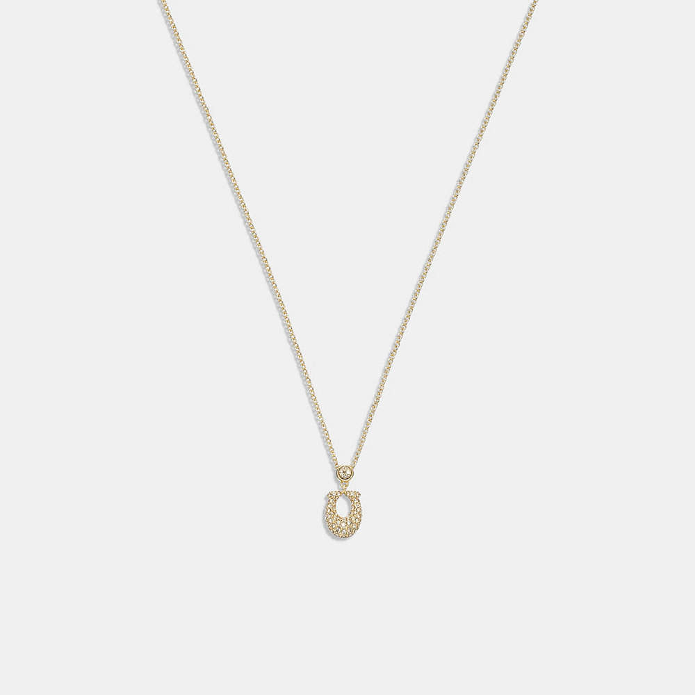 Coach Signature Pavé Necklace In Gold/clear