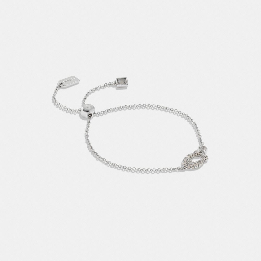 Coach Armband Mit Schiebeverschluss Und Pavé-signature In Silver & Clear