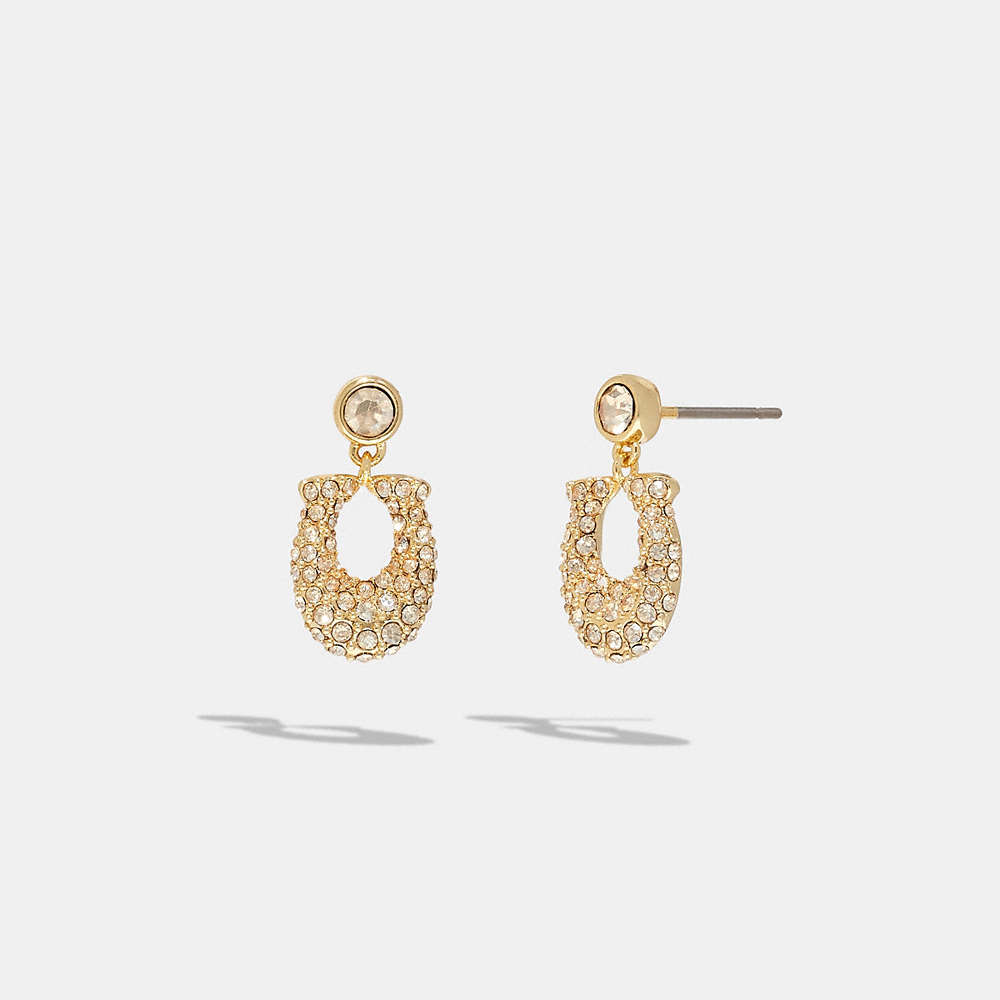 Coach Signature Pavé Earrings In Gold/clear