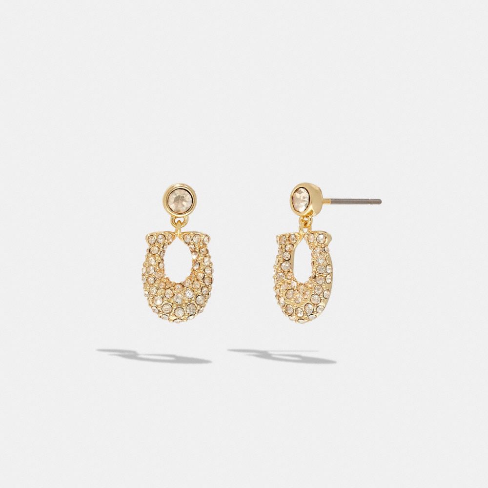 Coach Signature Pavé Earrings In Gold/clear