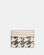 COACH®,SLIM ID CARD CASE WITH HOUNDSTOOTH PRINT,Mixed Material,Silver/Cream/Black,Front View