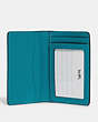 COACH®,ID WALLET,Leather,Black Copper/Teal,Inside View,Top View