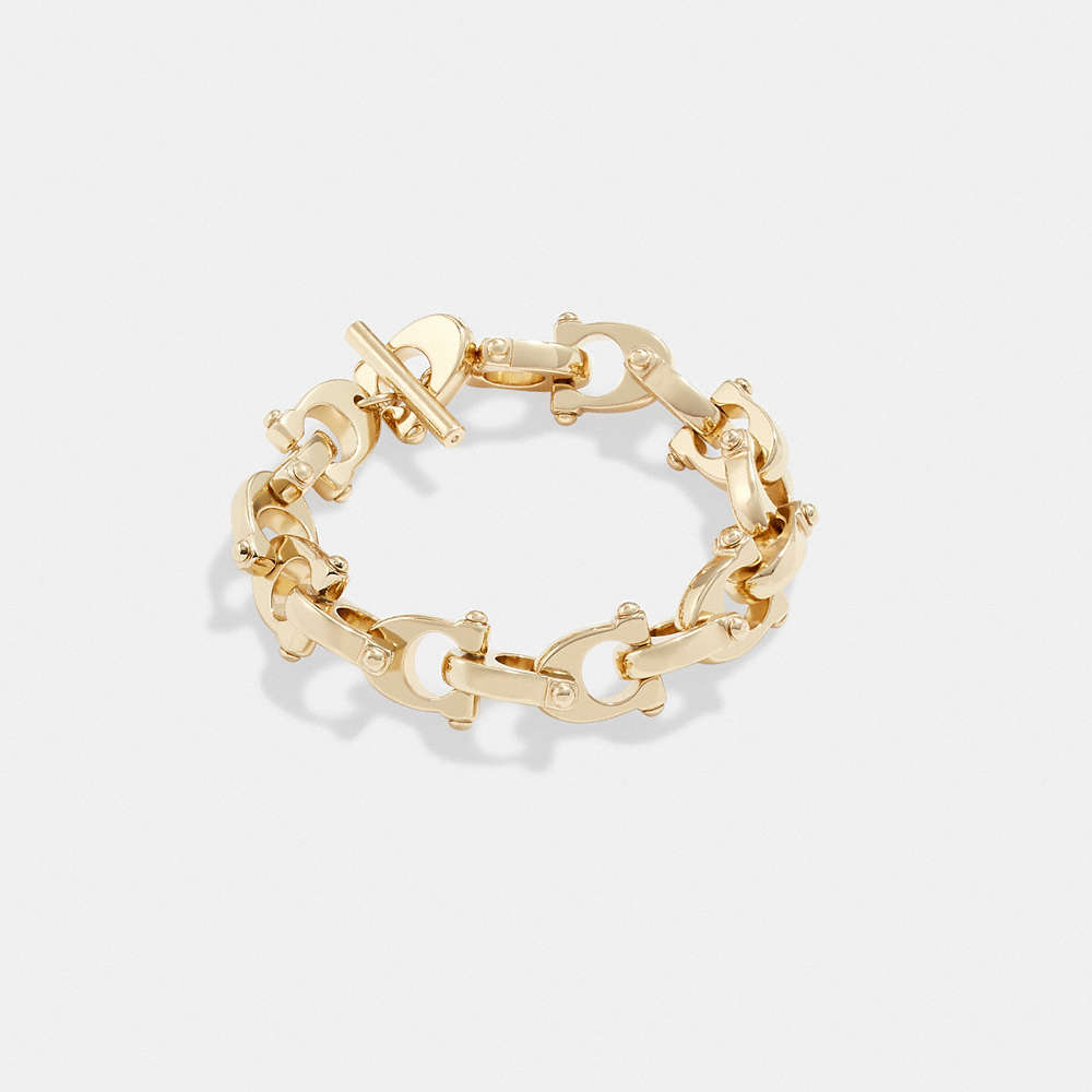 Coach Chunky Signature Chain Link Bracelet In Gold