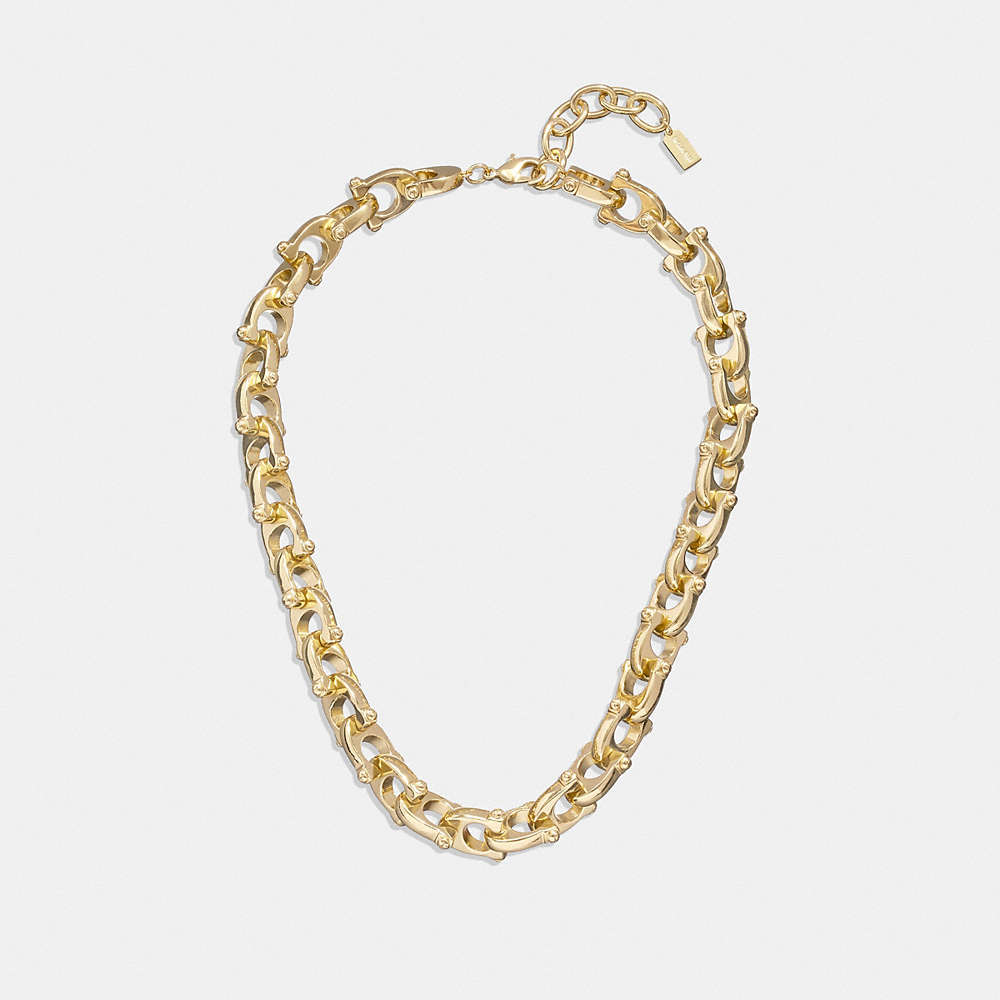 Coach Chunky Signature Chain Link Necklace In Gold