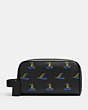 COACH®,SMALL TRAVEL KIT WITH SURFING CROCODILE PRINT,Print Fabric,Gunmetal/Black Multi,Front View