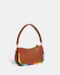 COACH®,SWINGER 20 WITH RAINBOW CROCHET,Glovetanned Leather,Mini,Brass/Burnished Amber Multi,Angle View