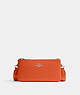 COACH®,DOUBLE ZIP CROSSBODY,Leather,Silver/Bright Orange,Front View