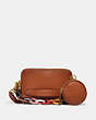 COACH®,CHARTER CROSSBODY WITH HYBRID POUCH WITH RAINBOW,Calf Leather,Mini,Burnished Amber/Rainbow,Front View