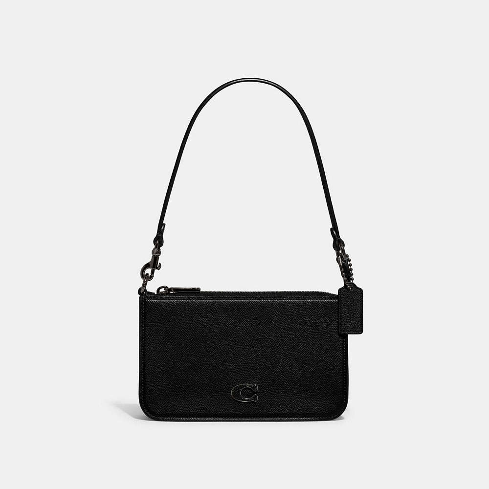 Coach Pouch Bag With Signature Canvas Interior In Black