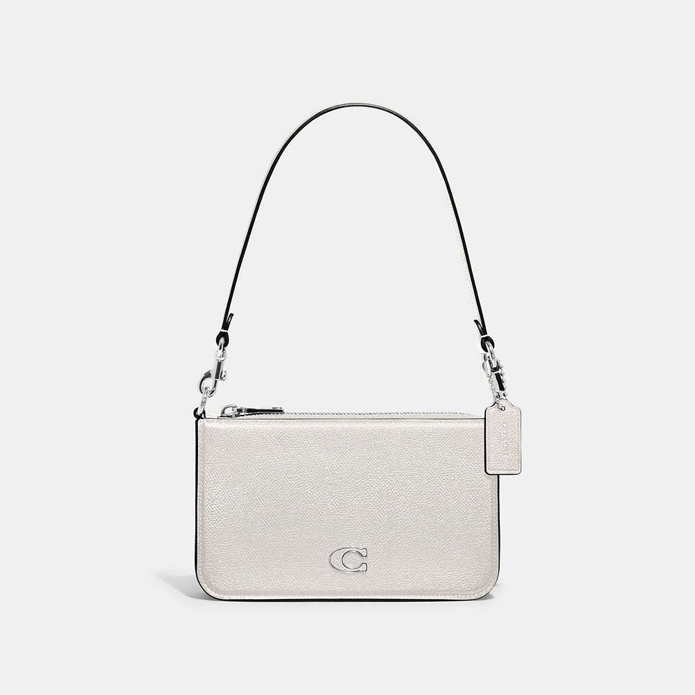 Coach Pouch Bag With Signature Canvas Interior In Chalk