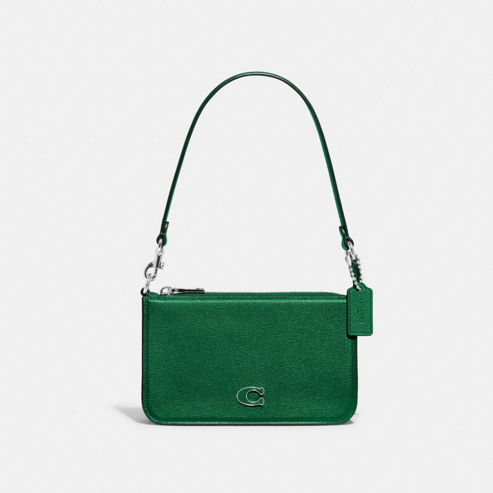 Coach Pouch Bag With Signature Canvas Interior In Green