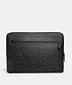 COACH®,ZIP AROUND LAPTOP CASE IN SIGNATURE CANVAS,Signature Coated Canvas,Charcoal,Front View