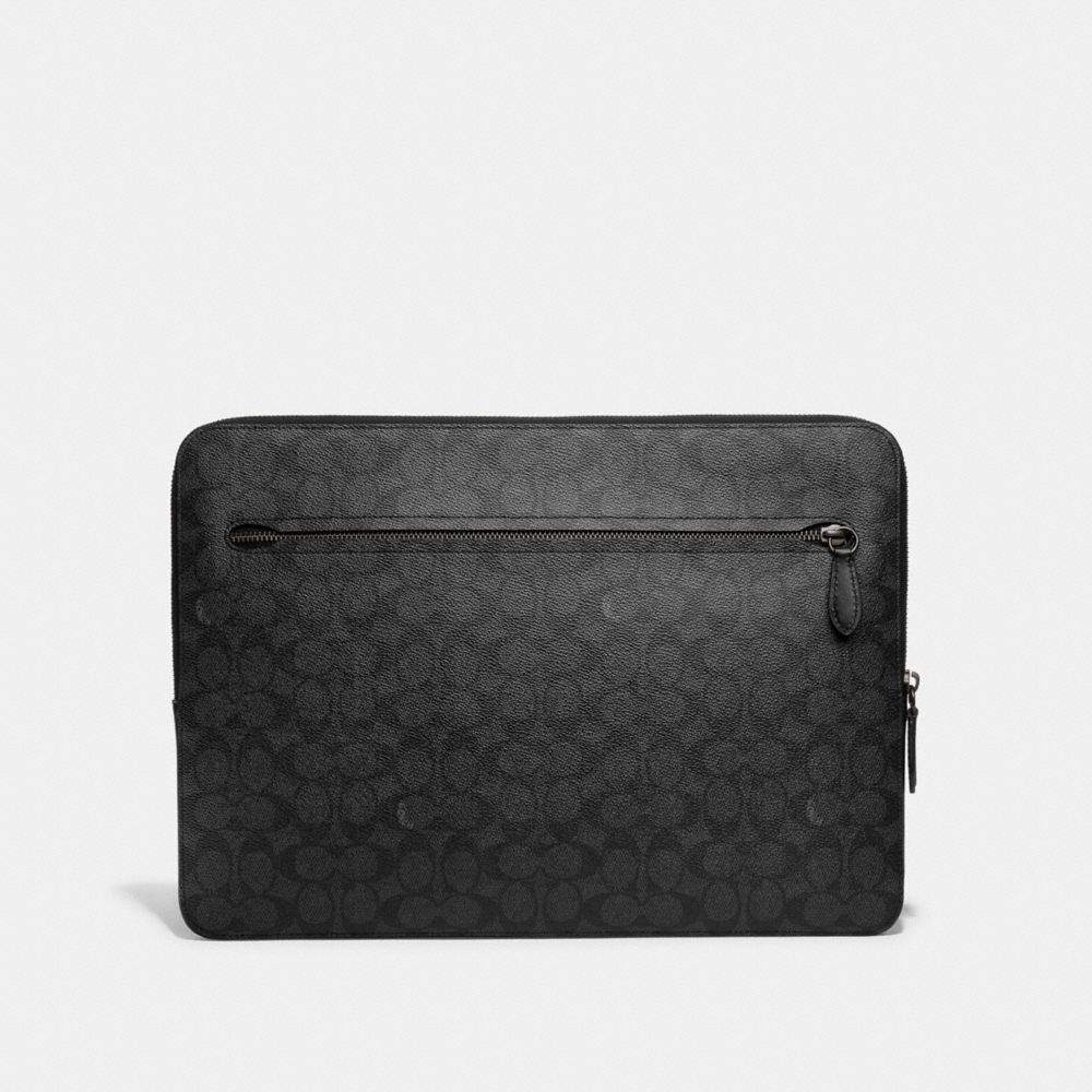 Coach Zip Around Laptop Case In Signature Canvas In Grey