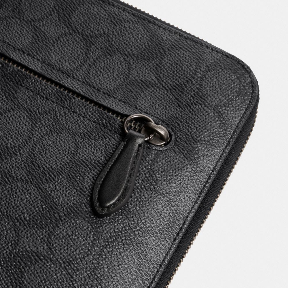Coach Zip Around Laptop Case In Signature Canvas In Grey