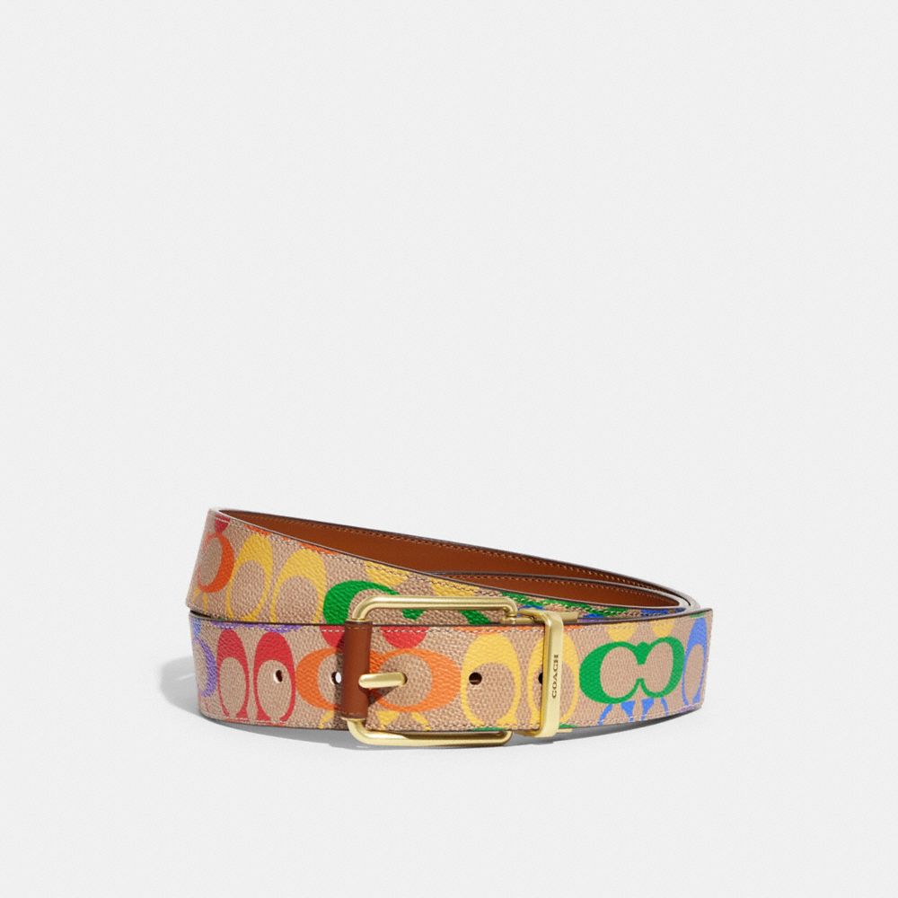 COACH®  Roller Buckle Cut To Size Reversible Belt In Rainbow Signature  Canvas, 38 Mm