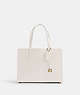 COACH®,CARTER CARRYALL 28,Polished Pebble Leather,Medium,Brass/Chalk,Front View
