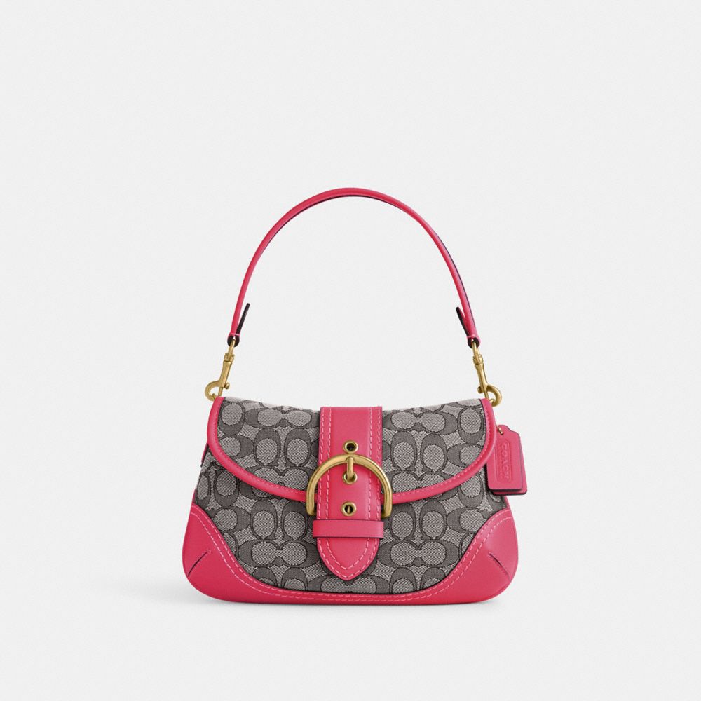 Coach Signature Logo Jacquard Demi Shoulder Bag - Sport Red