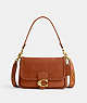 COACH®,SOFT TABBY SHOULDER BAG WITH BRAID,Leather/Suede,Medium,Brass/Burnished Amber,Front View