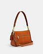 COACH®,SOFT TABBY SHOULDER BAG WITH BRAID,Leather/Suede,Medium,Brass/Burnished Amber,Angle View
