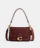 COACH®,SOFT TABBY SHOULDER BAG WITH BRAID,Leather/Suede,Medium,Brass/Wine,Front View