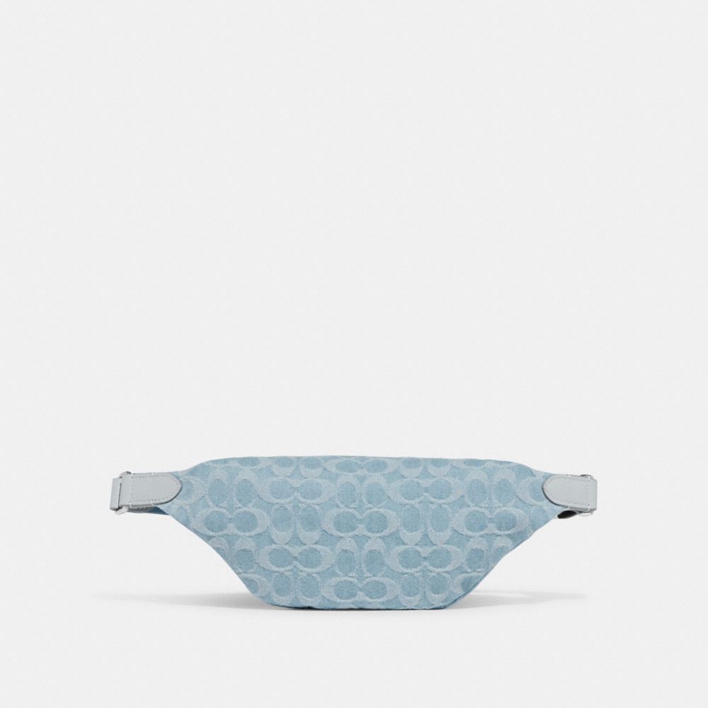COACH®,CHARTER BELT BAG 7 IN SIGNATURE DENIM,Denim,Pale Blue,Back View