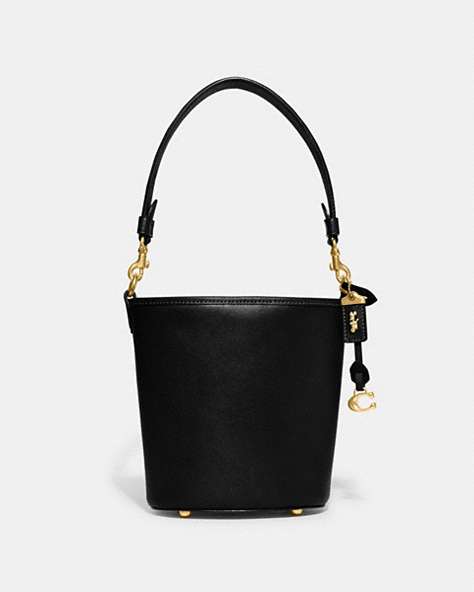COACH®,DAKOTA BUCKET BAG 16,Glovetanned Leather,Medium,Brass/Black,Front View