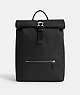 COACH®,BECK ROLL TOP BACKPACK,Pebble Leather,Large,Black,Front View