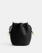 COACH®,CAMILA BUCKET BAG,Glovetanned Leather,Mini,Brass/Black,Back View