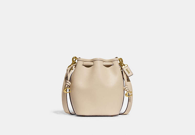 COACH®,CAMILA BUCKET BAG,Glovetanned Leather,Mini,Brass/Ivory,Front View