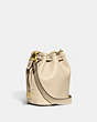 COACH®,CAMILA BUCKET BAG,Glovetanned Leather,Mini,Brass/Ivory,Angle View