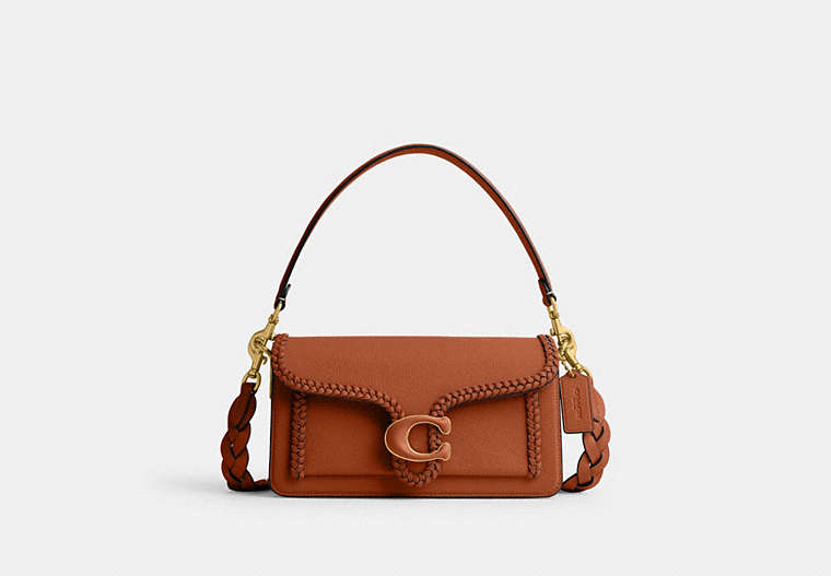 COACH®,TABBY SHOULDER BAG 26 WITH BRAID,Polished Pebble Leather,Small,Brass/Burnished Amber,Front View