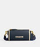 COACH®,ORION BARREL BAG,Polished Pebble Leather,Small,Brass/Denim,Front View