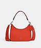 COACH®,HOBO CROSSBODY WITH SIGNATURE CANVAS DETAIL,Crossgrain Leather,Small,Sun Orange,Front View