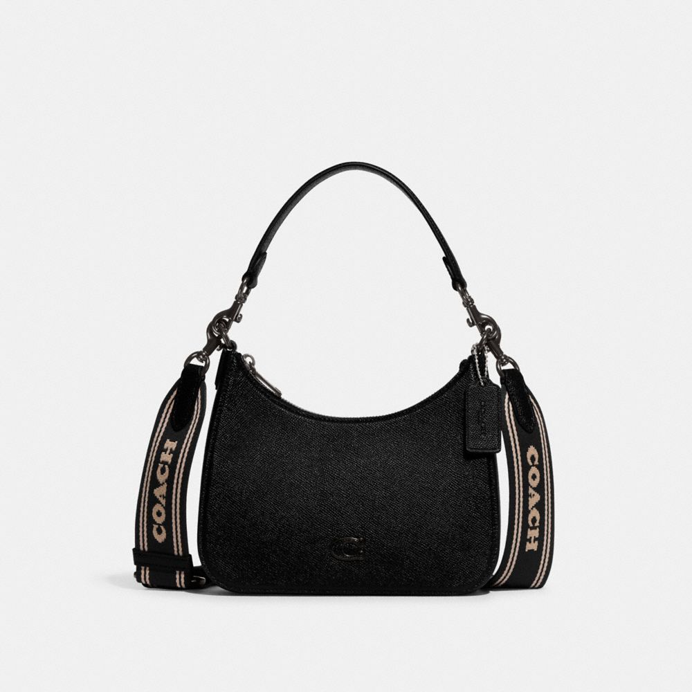 Coach Hobo Crossbody With Signature Canvas Interior In Black